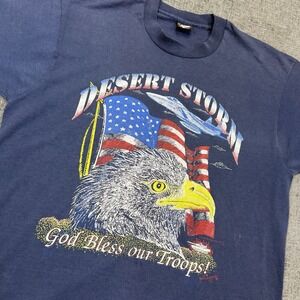 Vintage 1991 Desert Storm Military T Shirt XL God Bless Out Troops Single Stitch